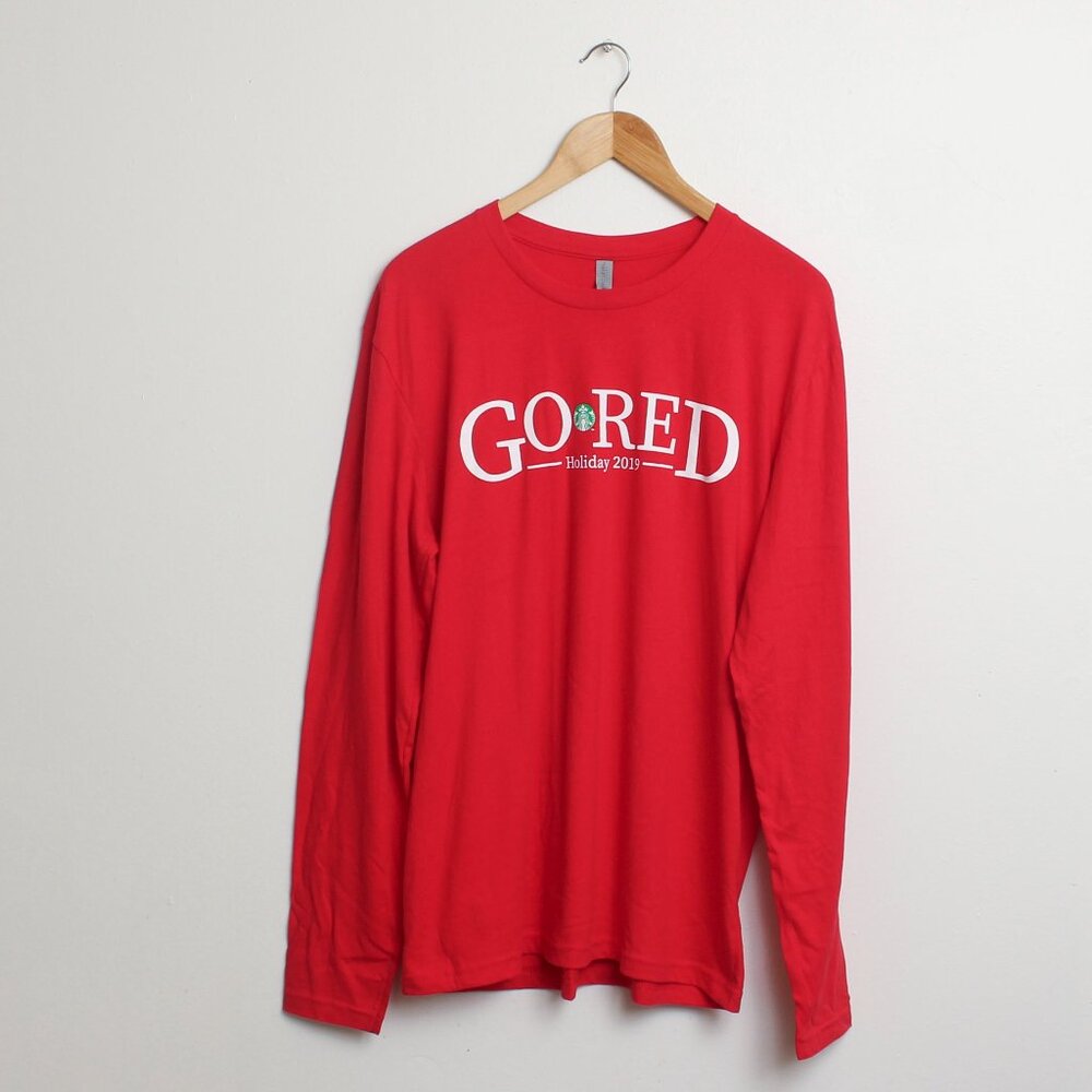 Starbucks Shirt Women Large Red Seasonal Go Red 2019 Long Sleeve Tee